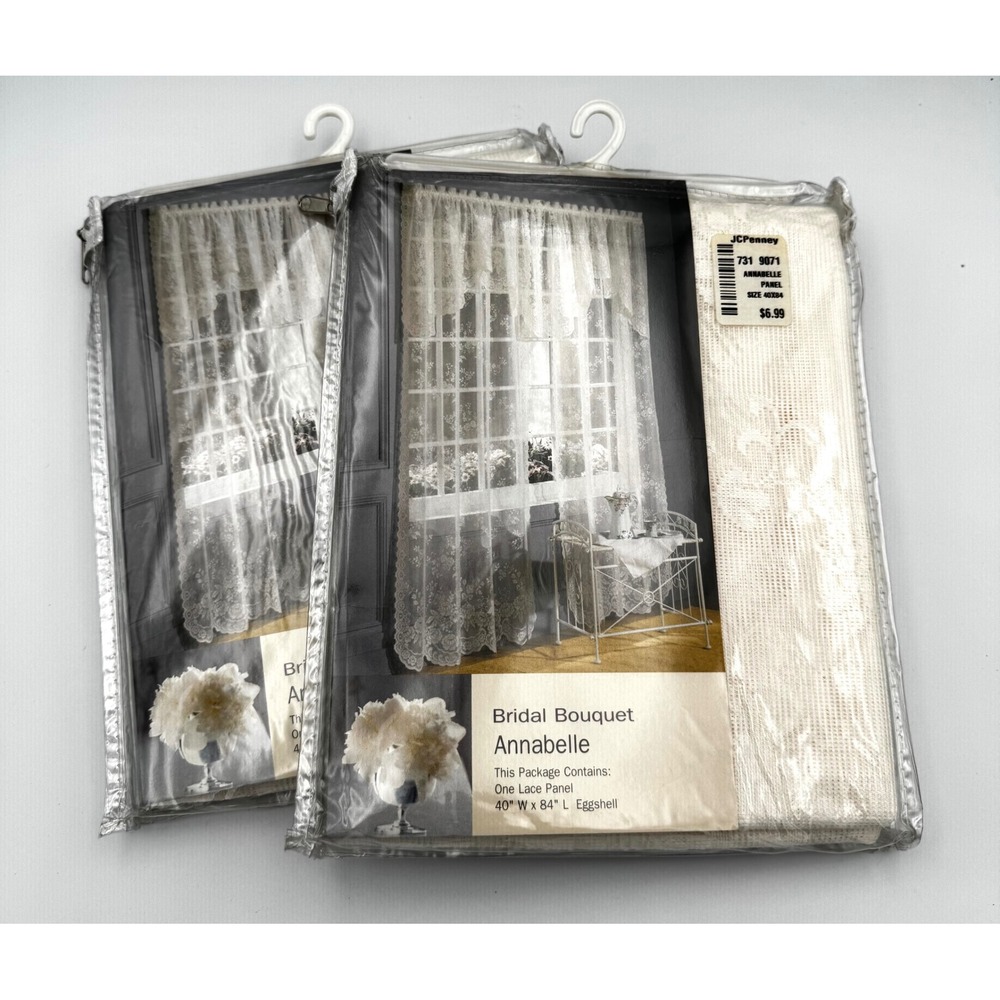 Vintage JCPenney Annabelle Lace Curtain Panels - Lot of 2